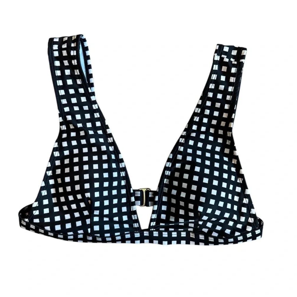 GB Black/White Gingham Bikini‎ Top Removable Pads Women’s Size XS Swimwear